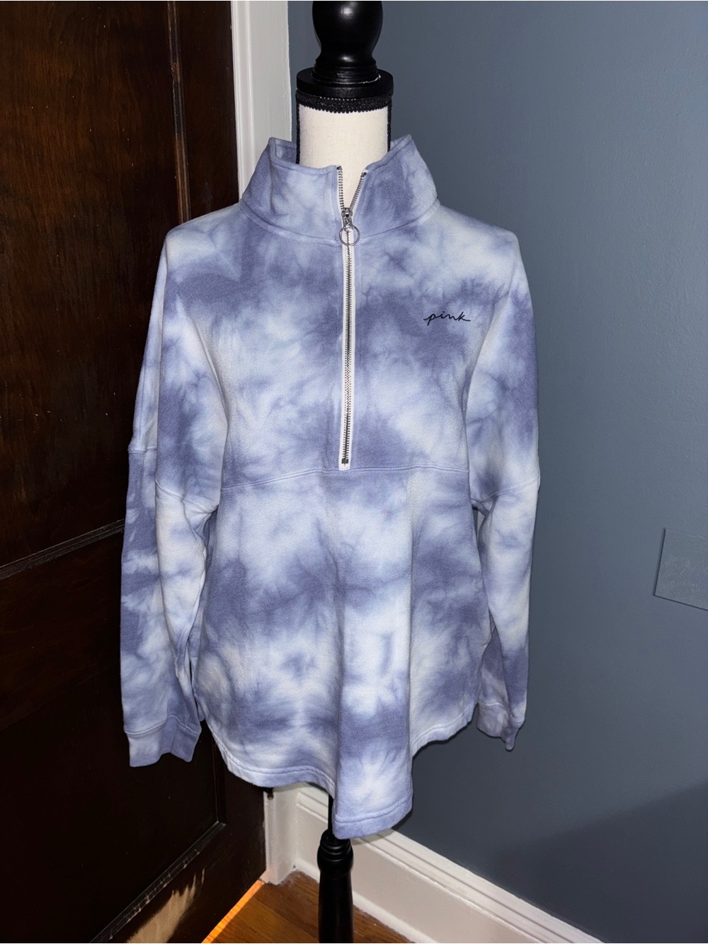 VS VICTORIAS SECRET PINK VARSITY HALF ZIP PULLOVER SWEATER - Picture 2 of 4